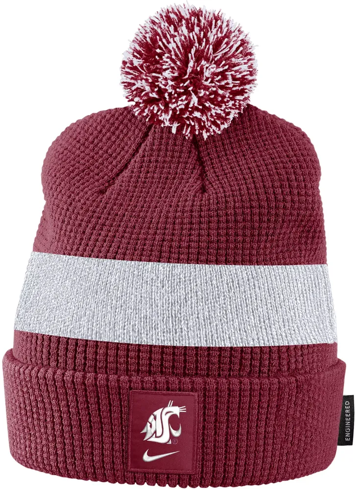 Nike Washington State Cougars Crimson Football Sideline Cuffed Pom Beanie