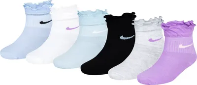 Nike Girls' Ruffle Welt Ankle Socks - 6 Pack
