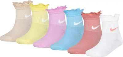 Nike Girls' Ruffle Welt Ankle Socks - 6 Pack