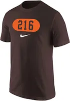 Nike Men's Cleveland 216 Area Code Brown T-Shirt