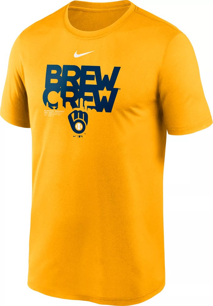 Dick's Sporting Goods Nike Men's Milwaukee Brewers Yellow Legend T-Shirt