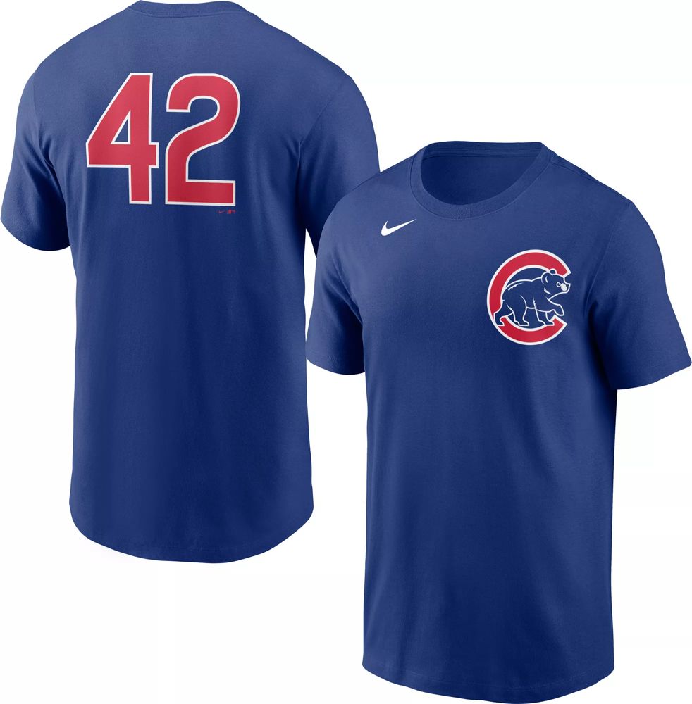 Dick's Sporting Goods Nike Men's Chicago Cubs Blue Team 42 T-Shirt