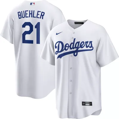 Nike Men's Los Angeles Dodgers Walker Buehler #21 White Cool Base Jersey