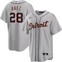 Nike Men's Detroit Tigers Javier Báez #28 Gray Road Cool Base Jersey