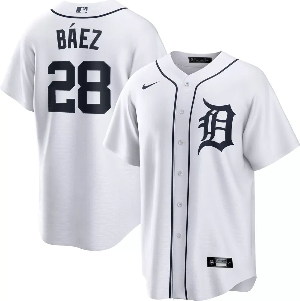 Nike Men's Detroit Tigers Javier Báez #28 White Home Cool Base Jersey