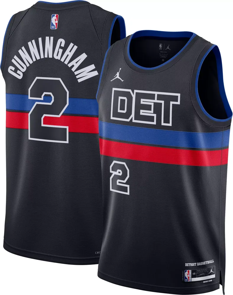 Jordan Men's Detroit Pistons Cade Cunningham #2 Blue Dri-FIT Swingman Jersey