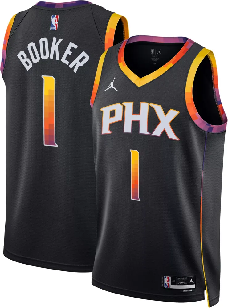 Jordan Men's Phoenix Suns Devin Booker #1 Black Dri-FIT Swingman Jersey