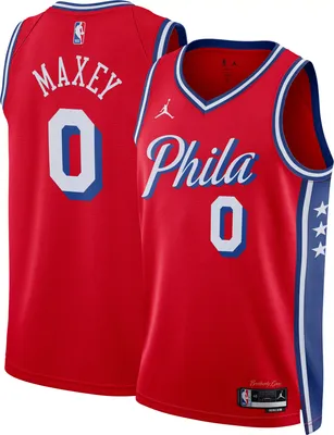 Jordan Men's Philadelphia 76ers Tyrese Maxey #0 Red Dri-FIT Swingman Jersey