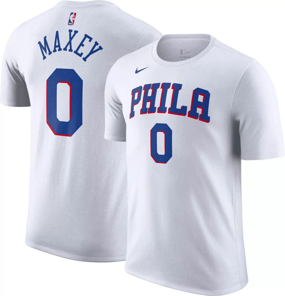 Dick's Sporting Goods Nike Men's Philadelphia 76ers Tyrese Maxey #0 White T- Shirt