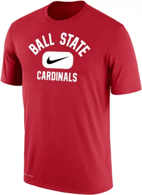 Nike Men's Ball State Cardinals Dri-FIT Cotton Swoosh in Pill Cardinal T-Shirt