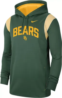 Nike Men's Baylor Bears Green Therma-FIT Football Sideline Performance Pullover Hoodie
