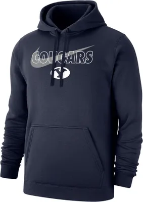 Nike Men's BYU Cougars Blue Club Fleece Wordmark Pullover Hoodie
