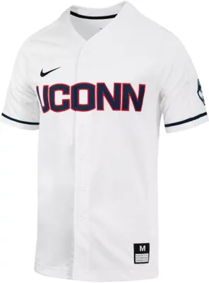 Nike Men's UConn Huskies White Full Button Replica Baseball Jersey