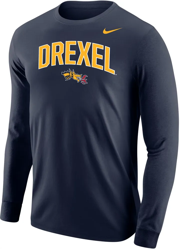 Nike Men's Drexel Dragons Blue Core Cotton Long Sleeve T-Shirt