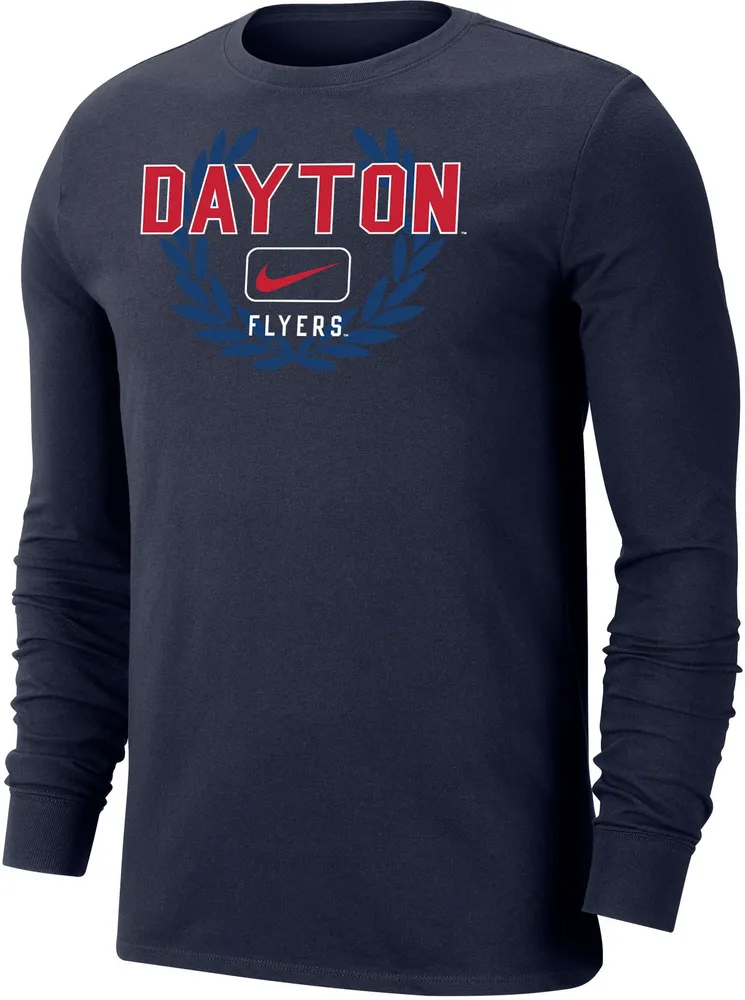 Nike Men's Dayton Flyers Blue Dri-FIT Cotton Name Drop Long Sleeve T-Shirt