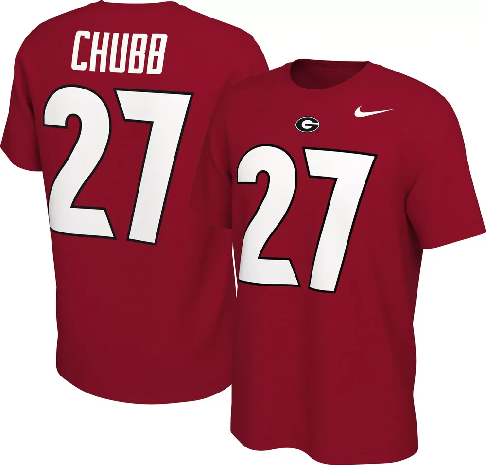 Nike Men's Georgia Bulldogs Nick Chubb #27 Red Football Jersey T-Shirt