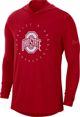 Nike Men's Ohio State Buckeyes Scarlet Dri-FIT Logo Long Sleeve Hoodie T-Shirt