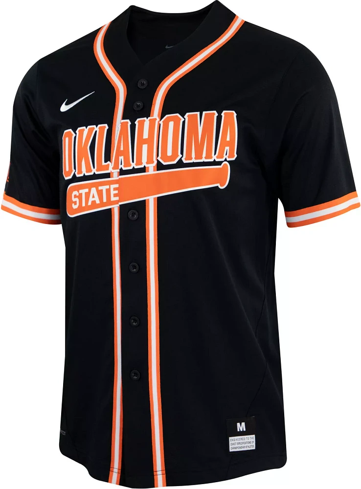 Nike Men's Oklahoma State Cowboys Black Full Button Replica Baseball Jersey