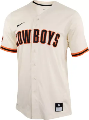 Nike Men's Oklahoma State Cowboys Natural Full Button Replica Baseball Jersey