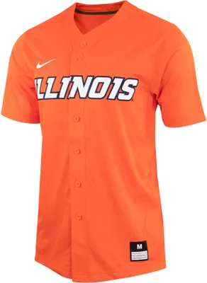 Nike Men's Illinois Fighting Illini Orange Full Button Replica Baseball Jersey