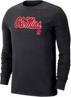 Nike Men's Ole Miss Rebels Blue Dri-FIT Cotton Football Sideline Team Issue Long Sleeve T-Shirt