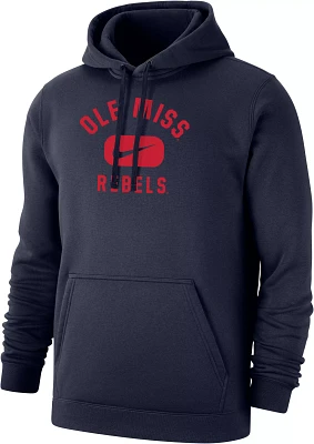 Nike Men's Ole Miss Rebels Blue Club Fleece Wordmark Pullover Hoodie