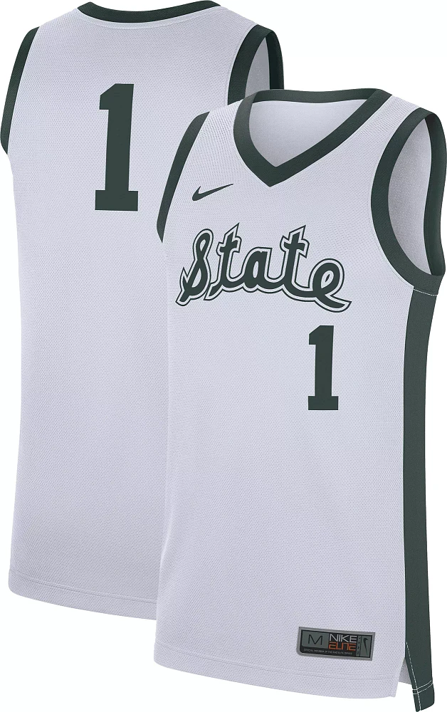 Nike Men's Michigan State Spartans #1 White Dri-FIT Replica Retro Basketball Jersey