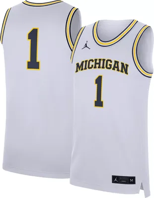 Jordan Men's Michigan Wolverines #1 White Replica Basketball Jersey