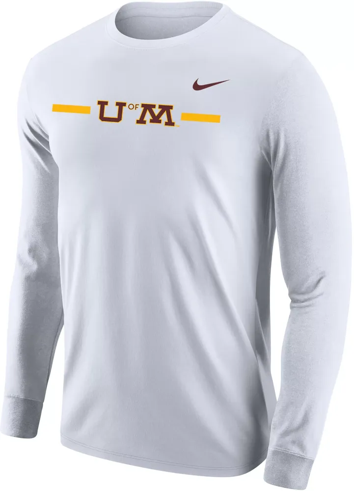 Nike Men's Minnesota Golden Gophers White U of M Core Cotton Long Sleeve T-Shirt