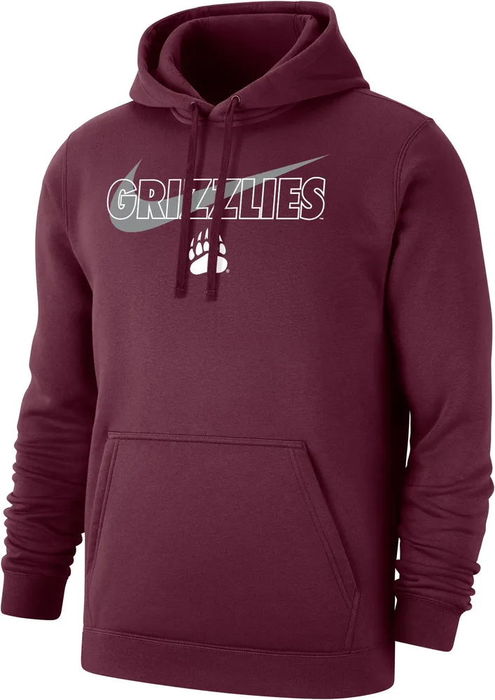 Nike Men's Montana Grizzlies Maroon Club Fleece Wordmark Pullover Hoodie