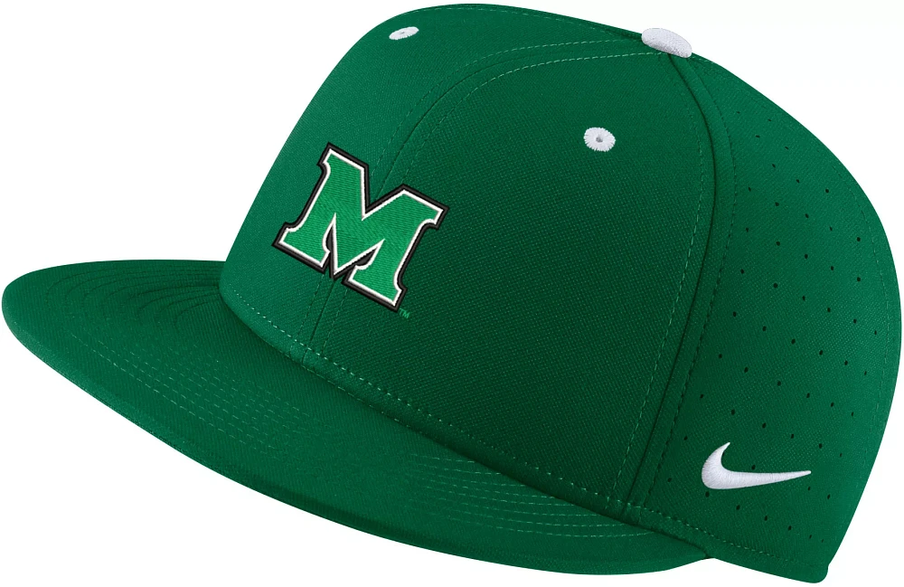 Nike Men's Marshall Thundering Herd Green Aero True Baseball Fitted Hat