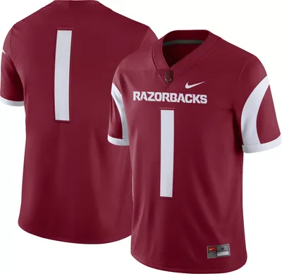 Nike Men's Arkansas Razorbacks #1 Crimson Dri-FIT Game Football Jersey