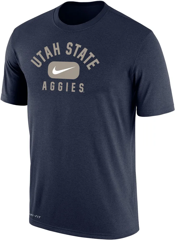 Nike Men's Utah State Aggies Blue Dri-FIT Cotton Swoosh in Pill T-Shirt