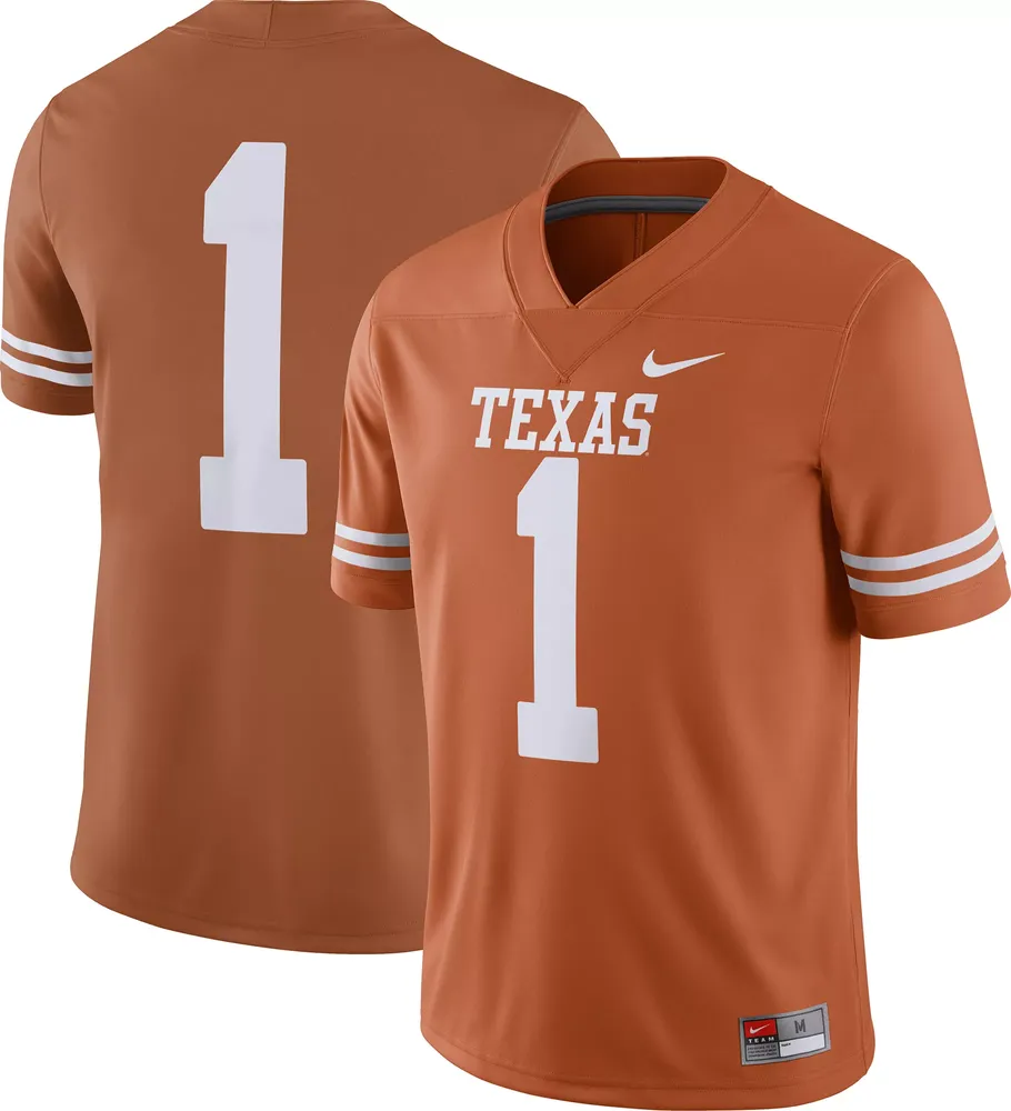 Nike Men's Texas Longhorns #1 Burnt Orange Dri-FIT Game Football Jersey