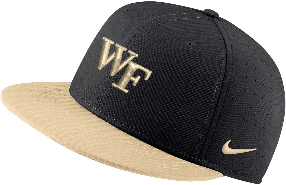 Nike Men's Wake Forest Demon Deacons Black Aero True Baseball Fitted Hat