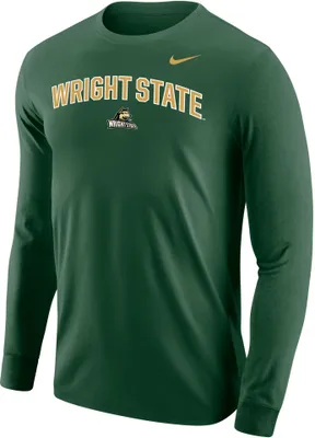 Nike Men's Wright State Raiders Green Core Cotton Long Sleeve T-Shirt
