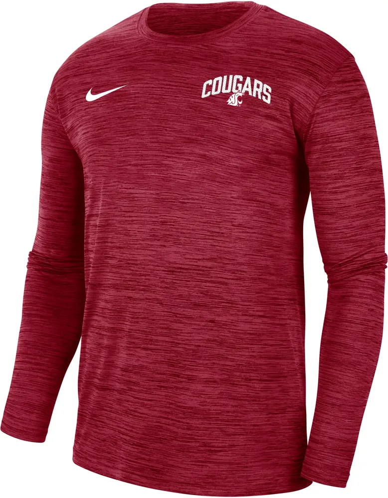 Nike Men's Washington State Cougars Crimson Dri-FIT Velocity Football Sideline Long Sleeve T-Shirt