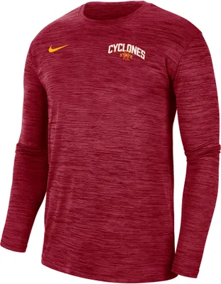 Nike Men's Iowa State Cyclones Cardinal Dri-FIT Velocity Football Sideline Long Sleeve T-Shirt