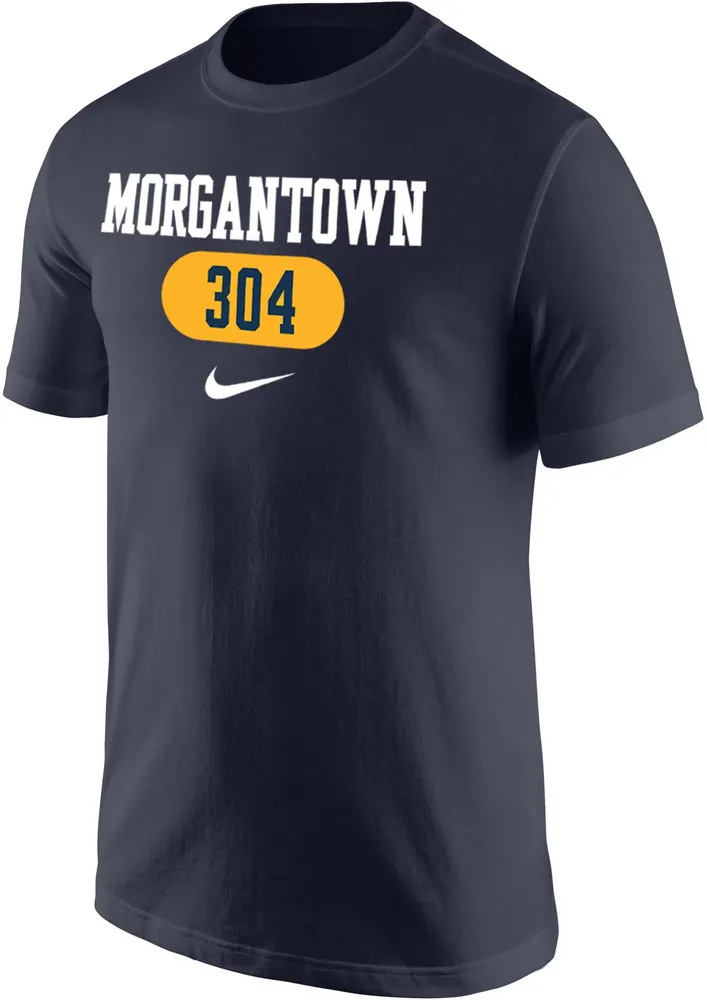 Nike Men's West Virginia Mountaineers Blue Morgantown 304 Area Code T-Shirt