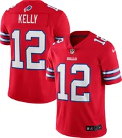 Nike Men's Buffalo Bills Jim Kelly #12 Vapor Limited Alternate Red Throwback Jersey