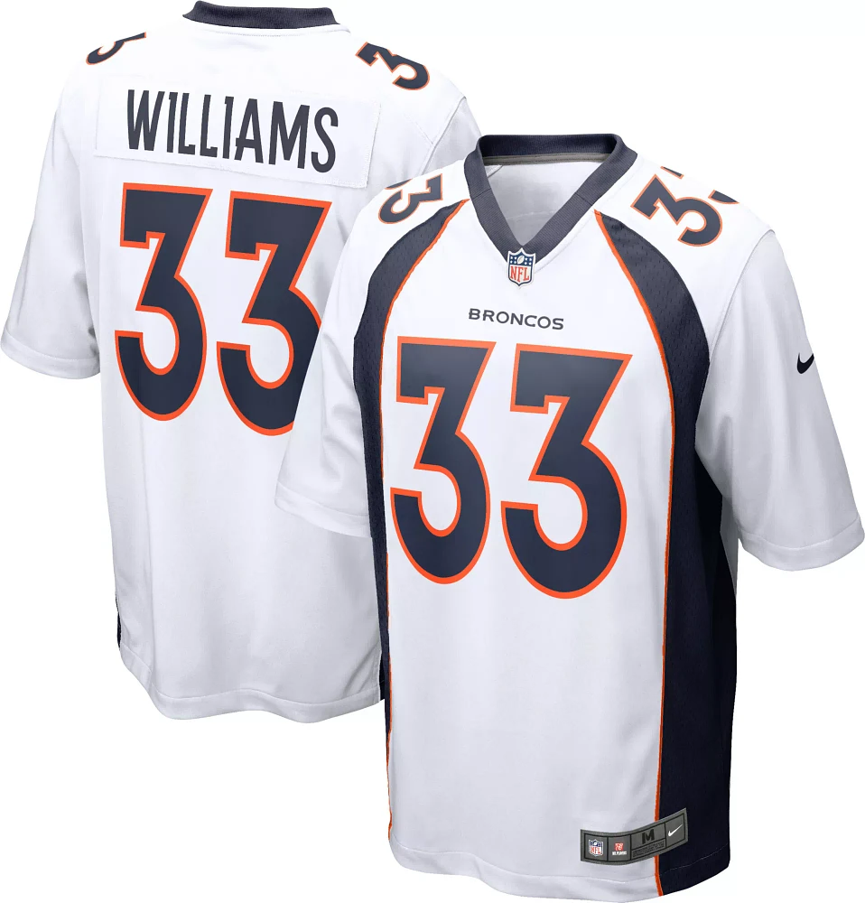 Nike Men's Denver Broncos Javonte Williams #33 White Game Jersey