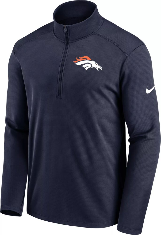 Denver Broncos Antigua Women's Fortune Half-Zip Sweater - Heather Navy