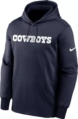 Nike Men's Dallas Cowboys Wordmark Therma-FIT Navy Pullover Hoodie