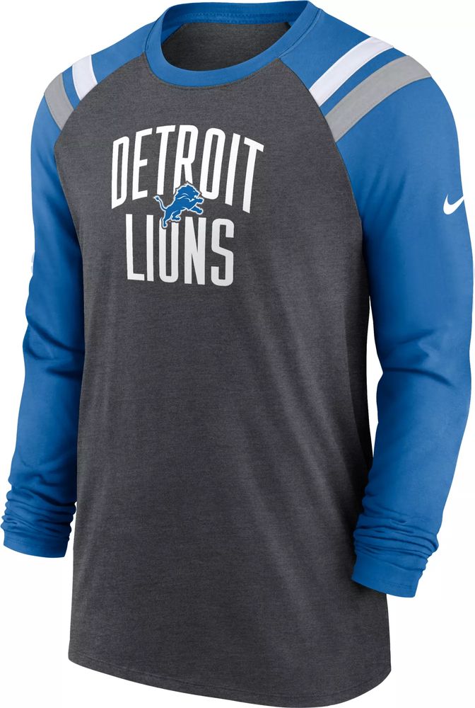 Dick's Sporting Goods Nike Men's Detroit Lions Athletic Charcoal/Blue Long  Sleeve Raglan T-Shirt