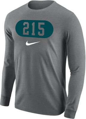 Nike Men's Philadelphia 215 Area Code Grey Long Sleeve T-Shirt