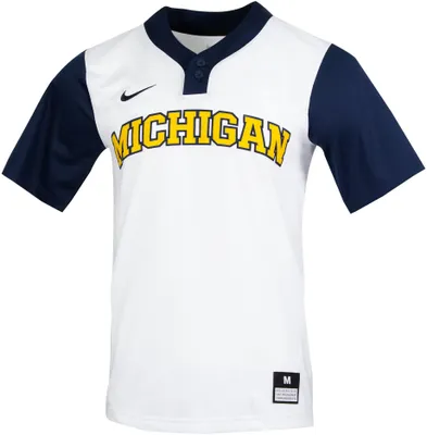Nike Michigan Wolverines White Two Button Replica Softball Jersey