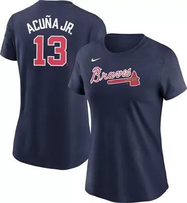 Nike Women's Atlanta Braves Ronald Acuña Jr. #13 Navy T-Shirt