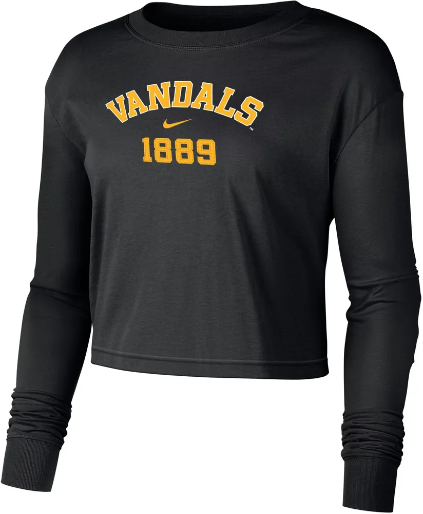 Nike Women's Idaho Vandals Black Dri-FIT Cotton Long Sleeve Crop T-Shirt