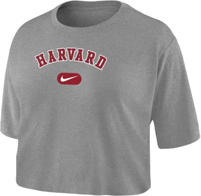 Nike Women's Harvard Crimson Grey Dri-FIT Cotton Crop T-Shirt