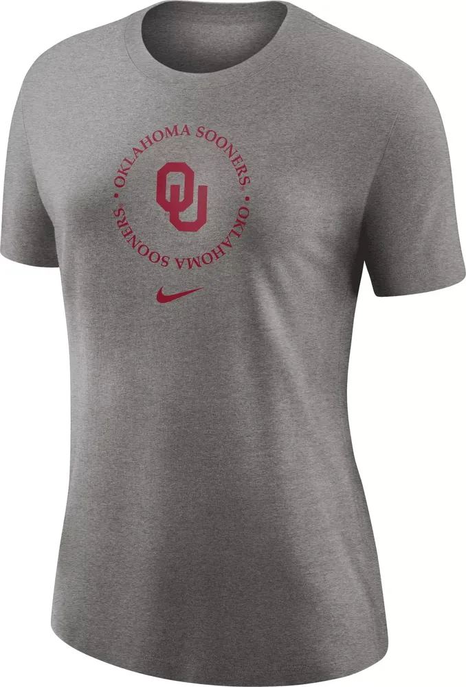 Nike Women's Oklahoma Sooners Grey Dri-FIT Cotton Crew T-Shirt